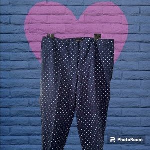 Talbots Crop navy blue with white and red polka dots slim crop 18w